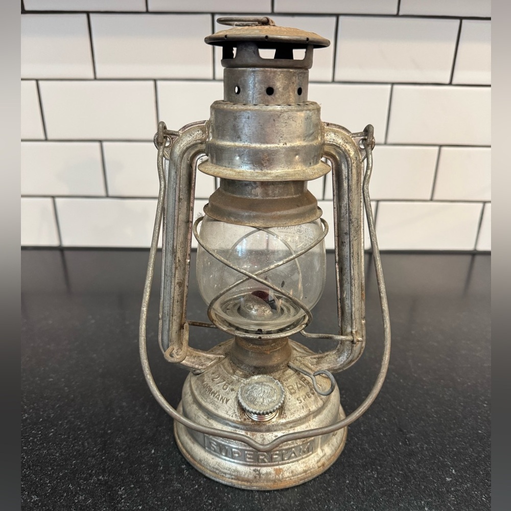 Vintage Feuerhand Baby Special 276 Hurricane Lantern JENA Glass W Germany